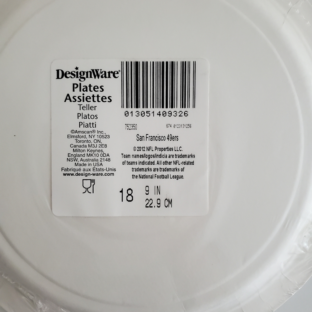NFL San Francisco 49ers 9-inch Paper Plates | 1 Pkg | 18 Ct./Pkg - Picture 3 of 4
